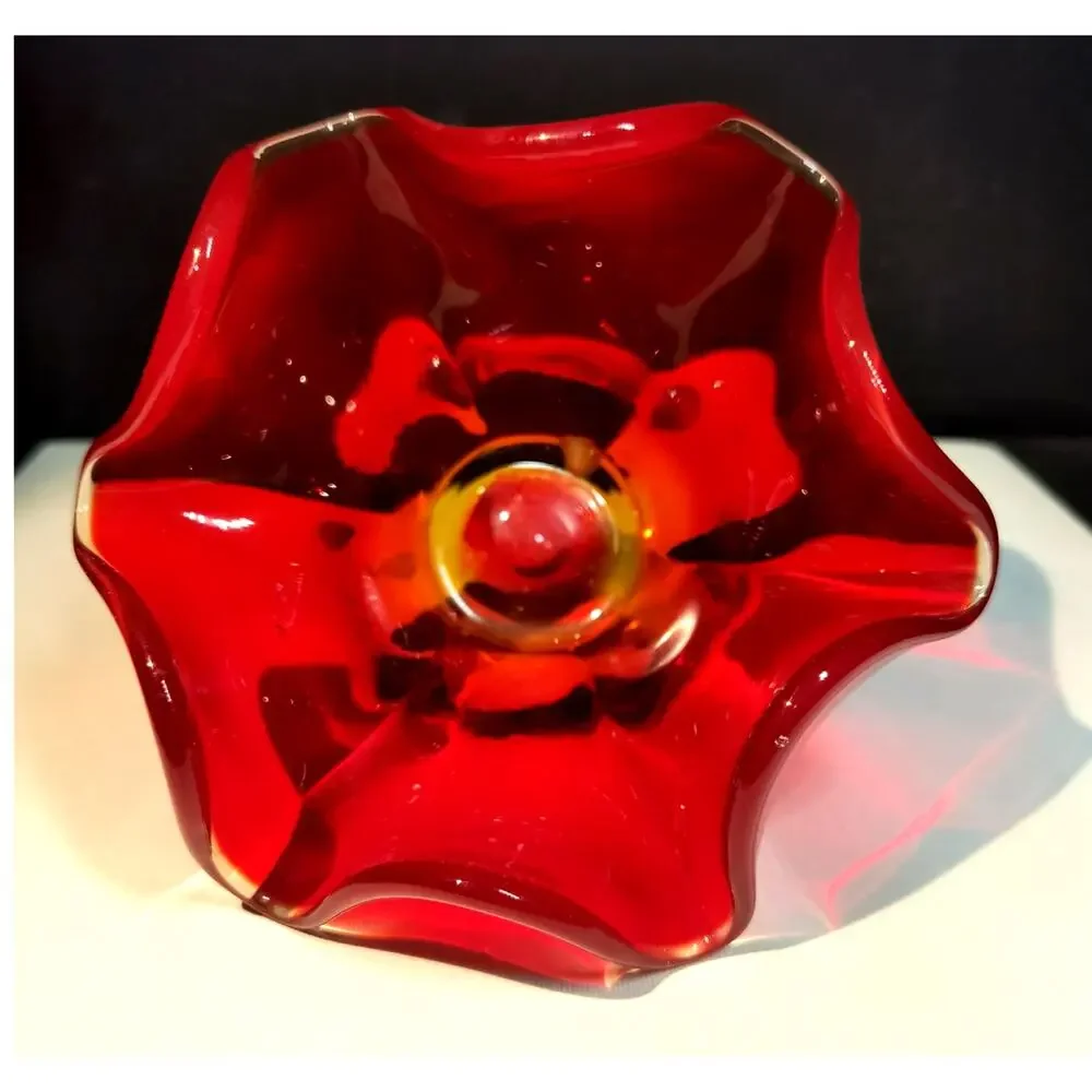 594. Mid Century Modern Handkerchief Bowl Vase Glows by Viking